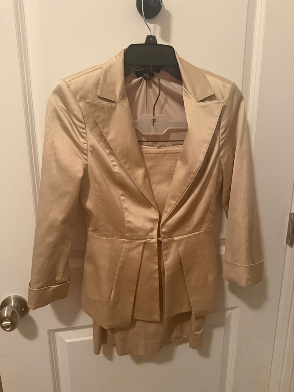 bebe Champagne Satin Blazer Jacket